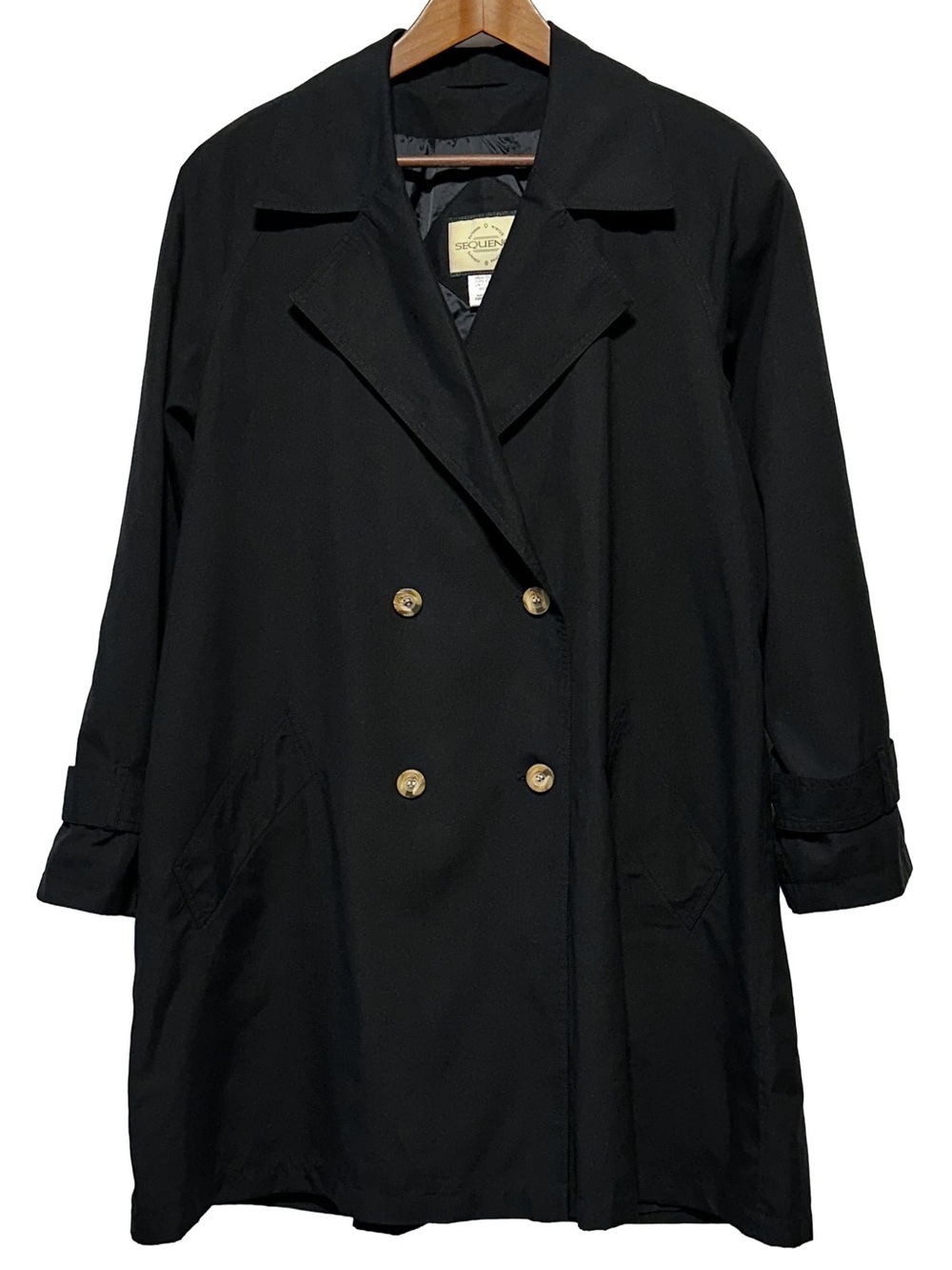 Sequence Black Double Breasted Trench Coat Jacket 12